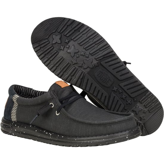 HEYDUDE Wally Elevated Basics Canvas Men's Black Boat Shoes - Image 2