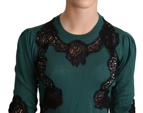 Suéter de cuello redondo de lana verde para mujer de Dolce & Gabbana - Image 4