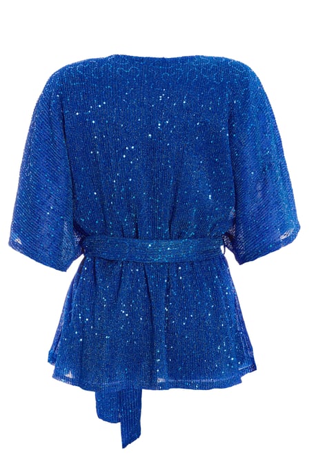 Royal Blue Sequin Batwing Peplum Top