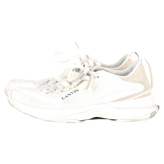 Lanvin L-I Lace-Up Sneakers in White Mesh - Image 4