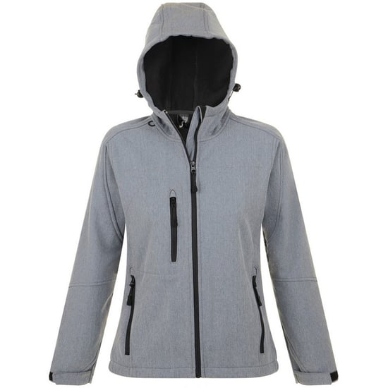 SOLS Womens/Ladies Replay Hooded Soft Shell Jacket (Breathable, Windproof And Water Resistant) (Grey Marl) - Image 1