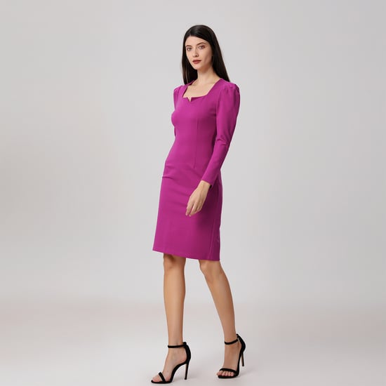 Puffy sleeves fitted dress - Image 2