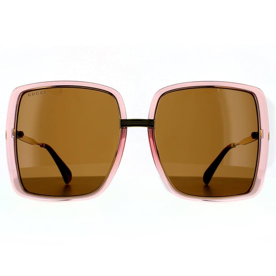 Gucci Square Womens Pink Crystal and Gold Brown Sunglasses