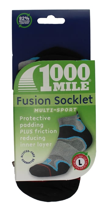 1000 Mile - Calcetines acolchados antiampollas Fusion Ankle Repreve para hombre - Plata / Kingfisher - Image 2