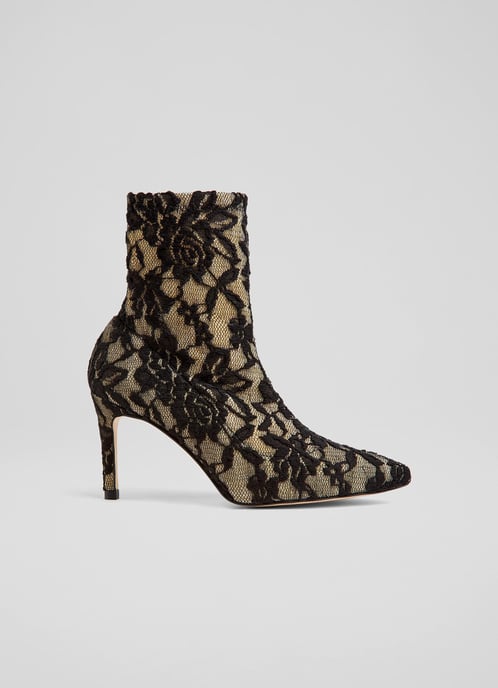 LK Bennett  Chloe Ankle Boots, Black Lace