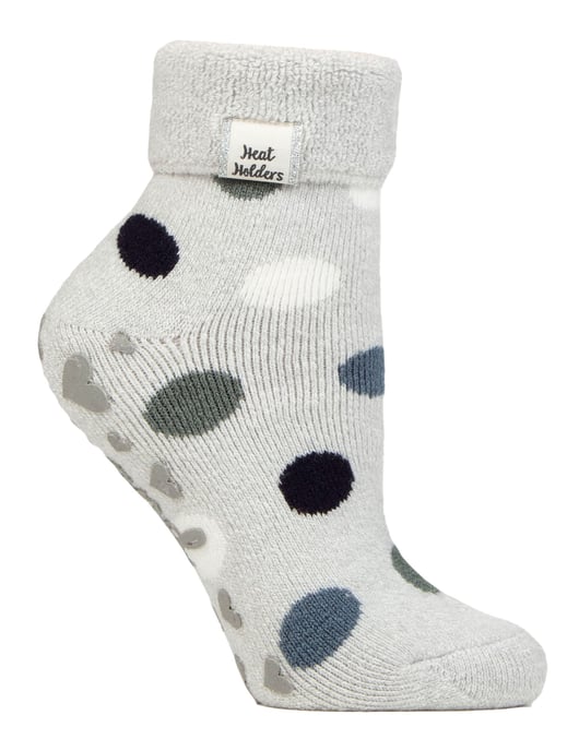Calcetines de mujer con puño giratorio | Calentadores | Calcetines de invierno - Lunares plateados - Image 1