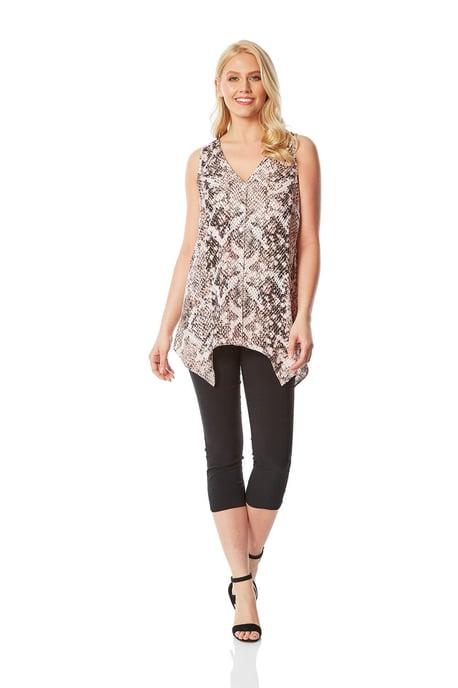 Hanky Hem Snake Print Blouse