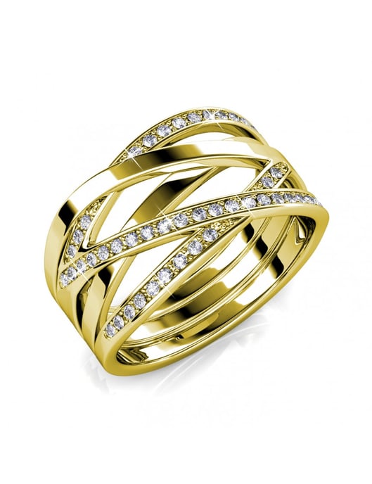 Anillo Criss Cross - Oro y Cristal - Image 1