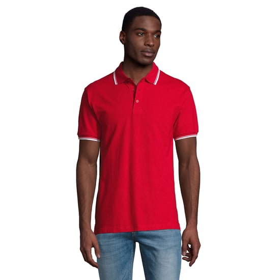 SOLS Mens Practice Contrast Polo Shirt (Red) - Image 1