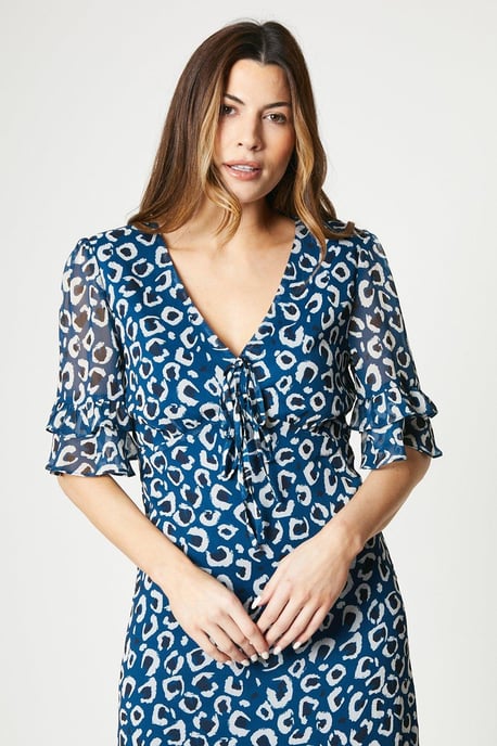 V Neck Midi Tea Dress