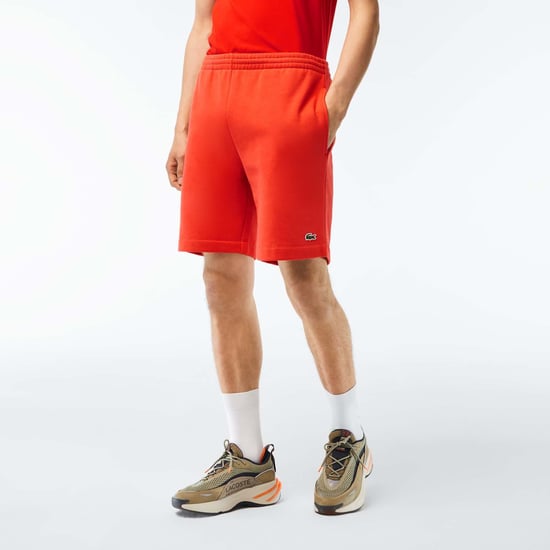 Men's Lacoste Regular Fit Fleece Shorts in Orange