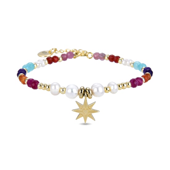 Luxenter shasha bracelet in 925 sterling silver and multicoloured crystal with 18 carat yellow gold plated finish