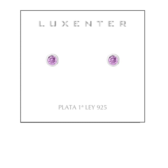 Pendientes Luxenter essential de plata de ley 925 y circonita amatista con acabado en baño de rodio - Image 4
