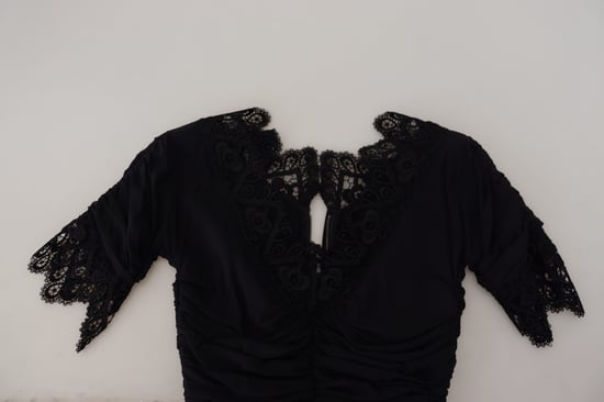 Vestido midi ajustado negro de encaje y seda para mujer de Dolce & Gabbana - Image 6