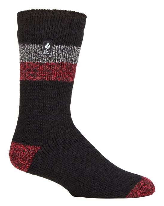 Calentadores - Calcetines térmicos extra gruesos para hombre | Calcetines aislantes de vellón esponjoso | Regalos para hombre - Negro / Rojo (Lindos) - Image 1