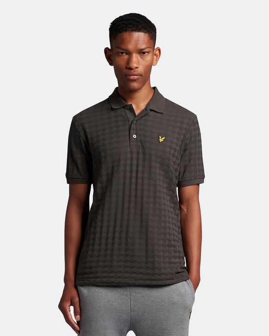 Polo de manga corta con rombos gris metalizado de Lyle & Scott - Image 1