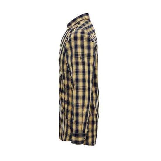 Premier Mens Mulligan Checked Cotton Long-Sleeved Shirt (Camel/Navy) - Image 3