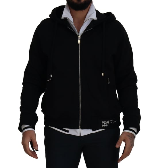 Chaqueta de hombre con capucha y cremallera completa en poliéster negro de Dolce & Gabbana - Image 2