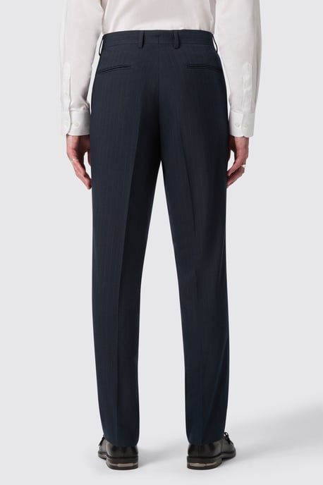 Hodge Slim Fit Navy Pinstripe Trousers