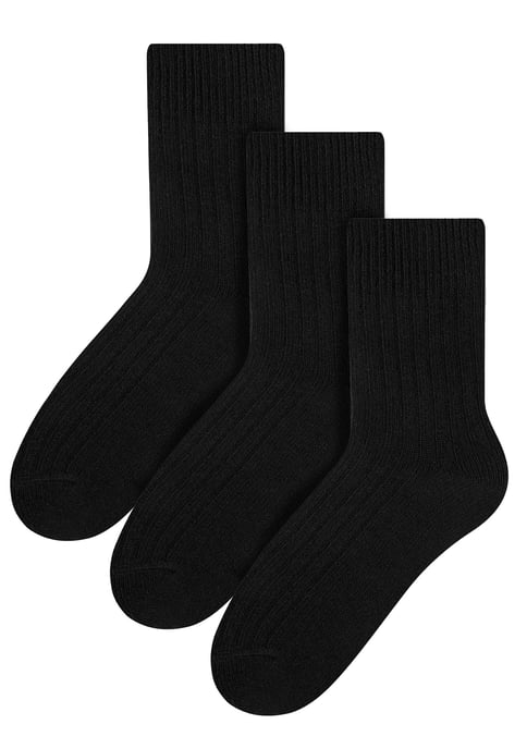 3 Pares de calcetines de lana para hombre - Negro - Image 1