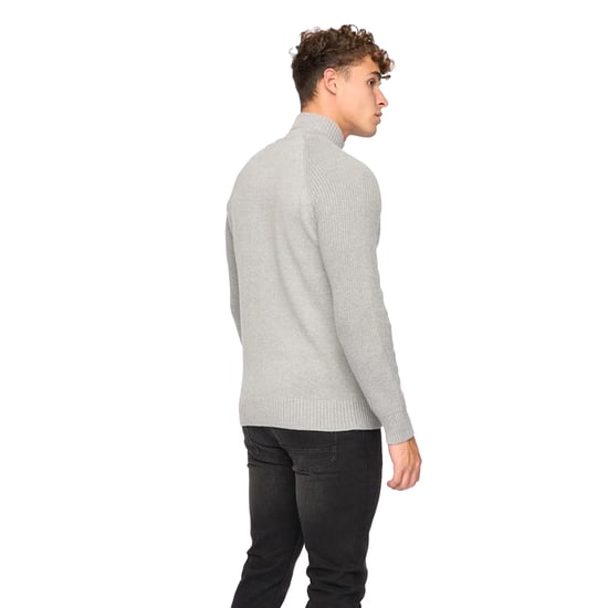 Crosshatch Mens Birchin Knitted Full Zip Jumper (Grey) - Image 2