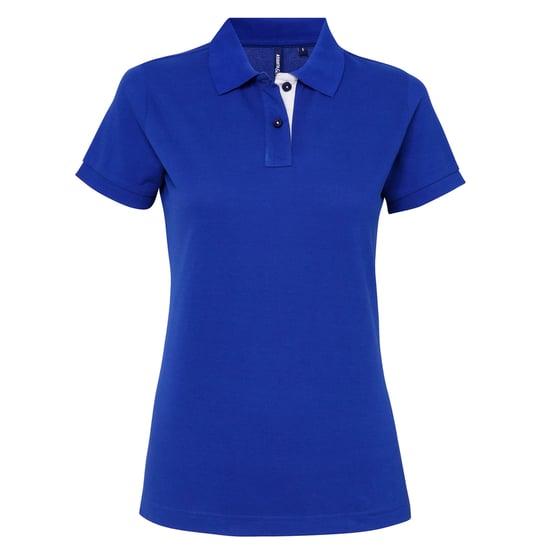 Asquith & Fox Womens/Ladies Short Sleeve Contrast Polo Shirt (Royal/ White)