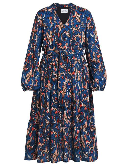 Lulia V Neck Button Front Dress With Tiered Skirt