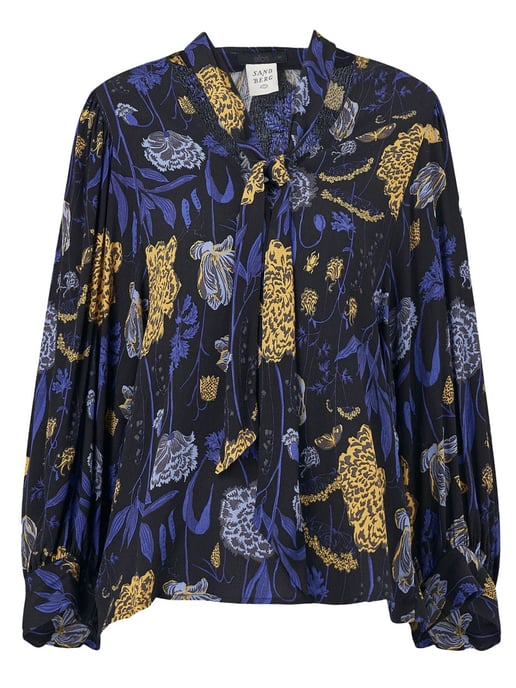 Floral Tie Pussy Bow Blouse