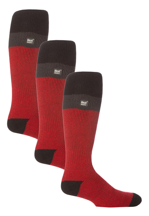 Calcetines térmicos de esquí a rayas para hombre | Calcetines extra largos de alta calidad - Rojo / Negro - Image 1