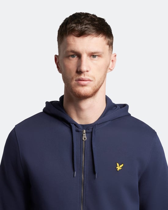 Lyle & Scott Zip Through Hoodie in Navy - Image 4