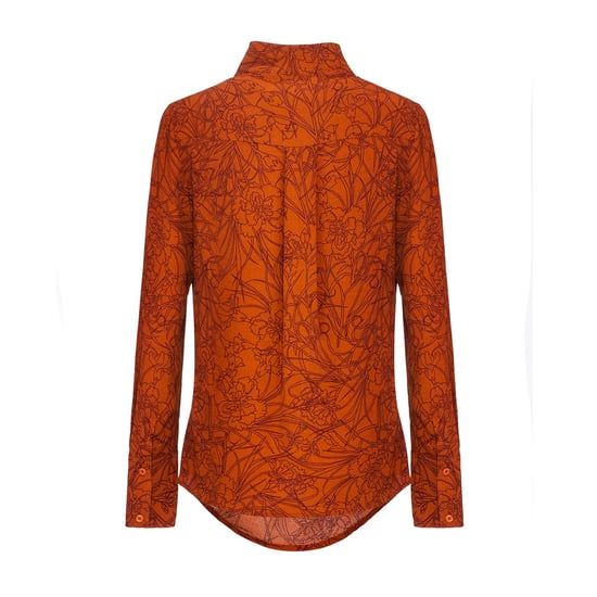 Crossed collar blouse with linear floral print - Image 4