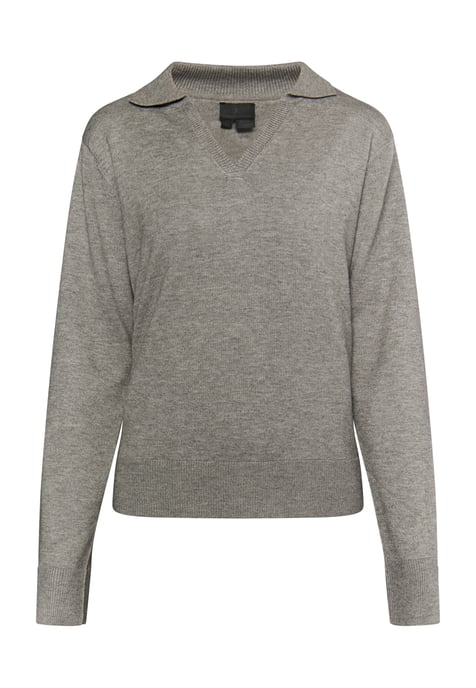 Dreimaster Knitted pullover women Grey melange - Image 1
