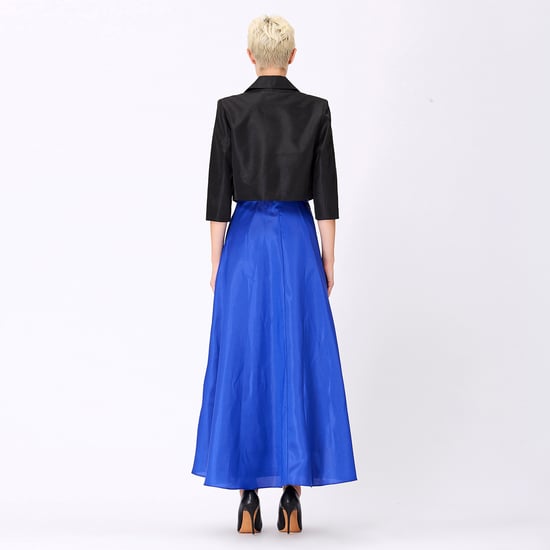 Long flared taffeta dress - Image 5