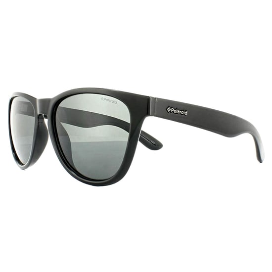 Polaroid Rectangle Mens Shiny Black Grey Polarized Sunglasses