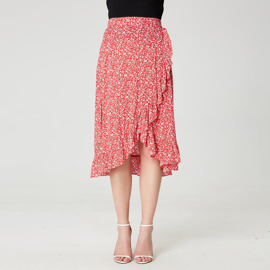 Cross-ruffles and floral print skirt - Image 4