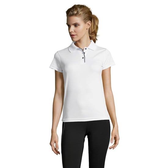SOLS Womens/Ladies Performer Short Sleeve Pique Polo Shirt (White) - Image 3