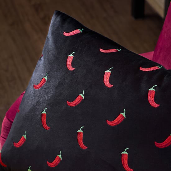 furn. Chillies Embroidered Cushion Cover