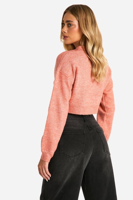Soft Knit Half Zip Crop Jumper - Image 2