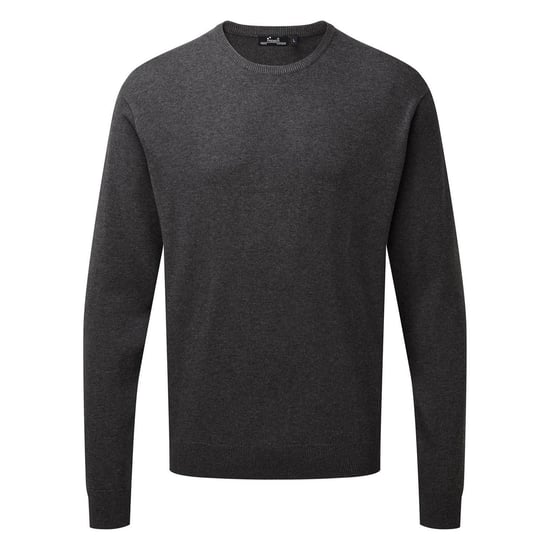 Premier Mens Knitted Cotton Crew Neck Sweatshirt (Charcoal) - Image 1