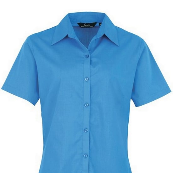 Premier Short Sleeve Poplin Blouse / Plain Work Shirt (Sapphire) - Image 2