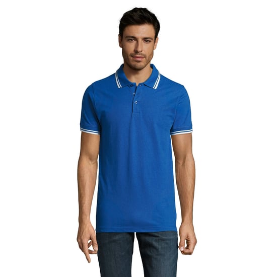 SOLS Mens Pasadena Tipped Short Sleeve Pique Polo Shirt (Royal/White) - Image 4