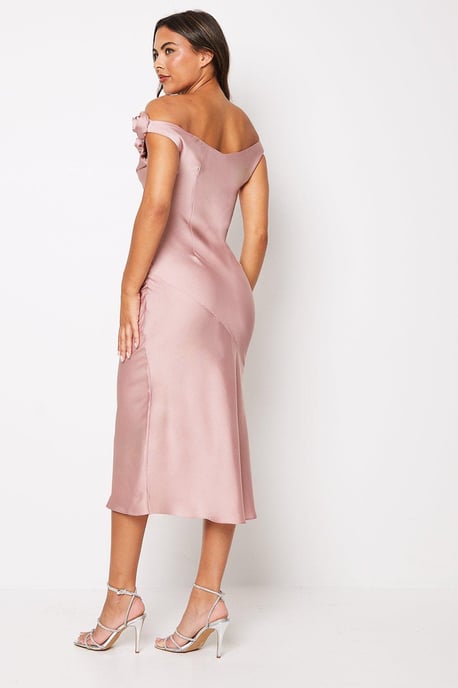 Rose Shoulder Bias Cut Midi Dress - Image 3