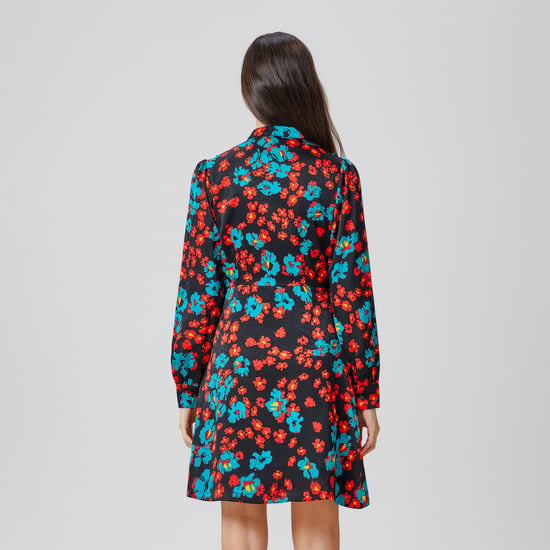 Ascot-tie flower print mini dress - Image 6