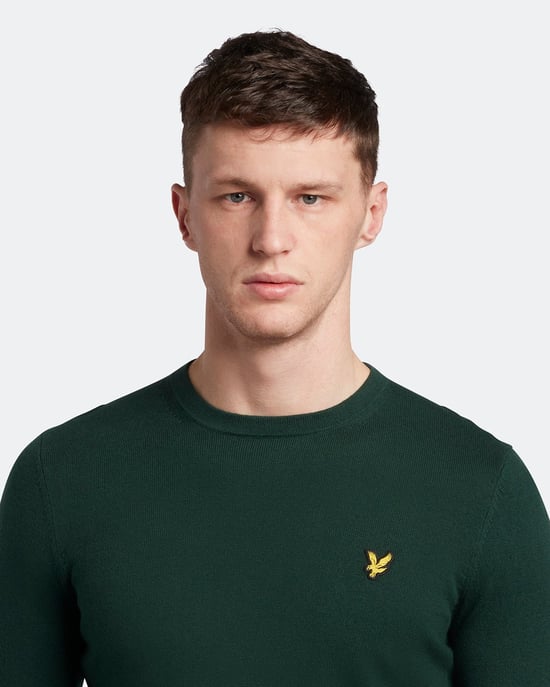 Jersey de Cuello Redondo de Algodón y Merino Lyle & Scott en Verde - Image 4