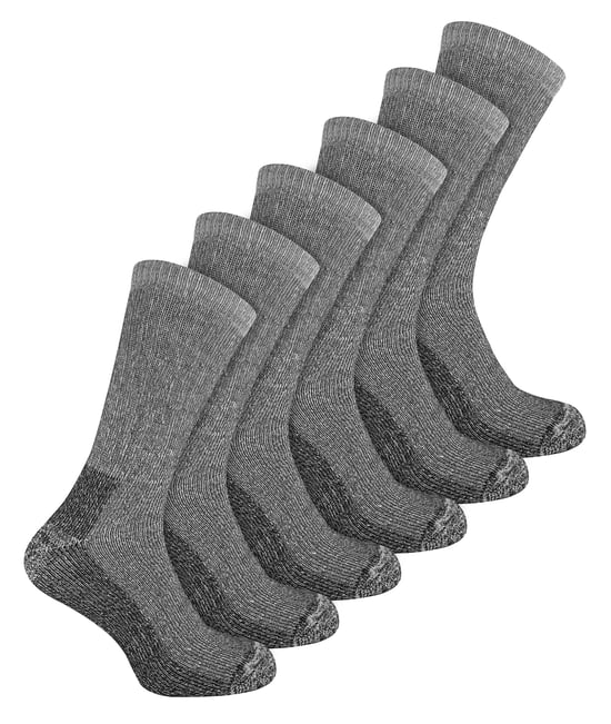 6 Pair Multipack Mens Wool Socks | Breathable Crew Hiking Socks - Black - Image 1