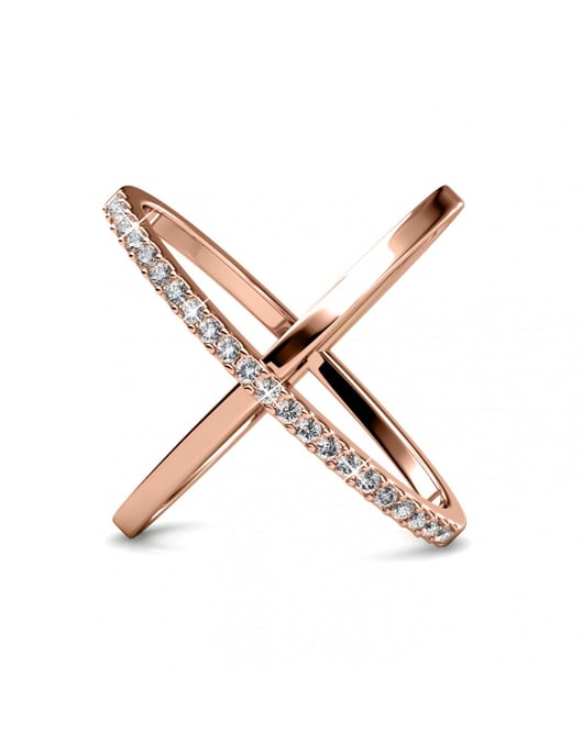 Anillo X Duo - Oro rosa y cristal - Image 5