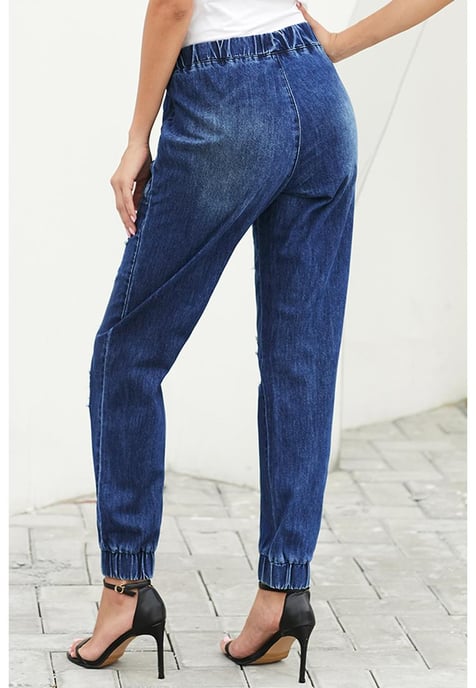 Joggers Azura Exchange para mujer con cordón y bolsillos en azul - Image 6