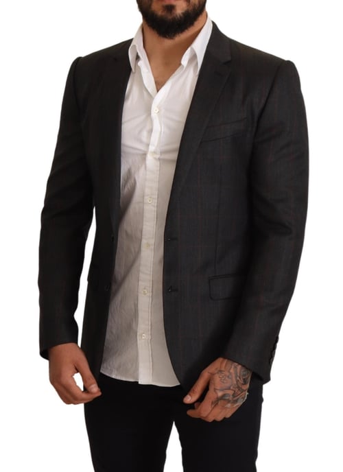 Blazer de lana gris a cuadros para hombre de Dolce & Gabbana ajuste slim - Image 2