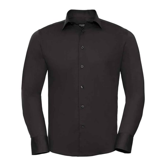 Russell Collection Mens Stretch Fitted Long-Sleeved Shirt (Black) - Image 1