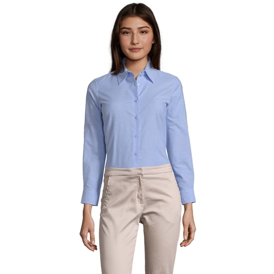 SOLS Womens/Ladies Embassy Oxford Long-Sleeved Business Blouse (Sky Blue) - Image 1